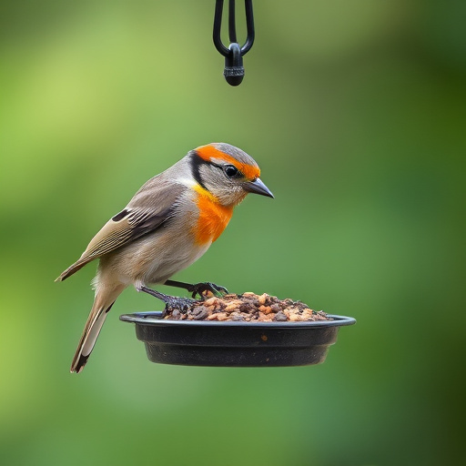 Garden feeder filled with mixed seeds