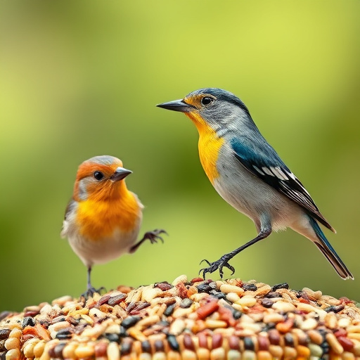 Garden feeder filled with mixed seeds