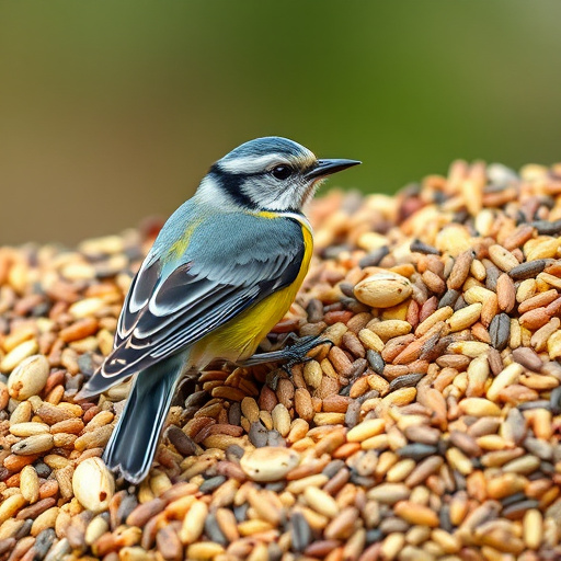 Garden feeder filled with mixed seeds