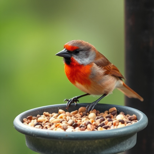 Garden feeder filled with sunflower hearts