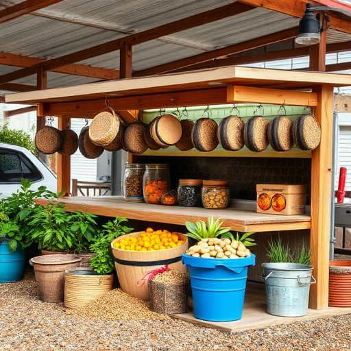Garden feeding station filled with sunflower hearts