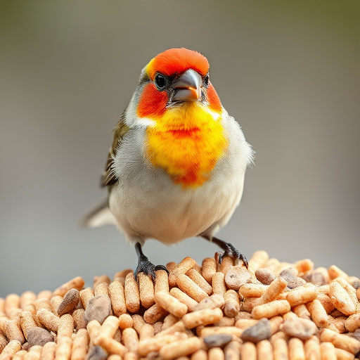 Garden scene with birds feeding suet