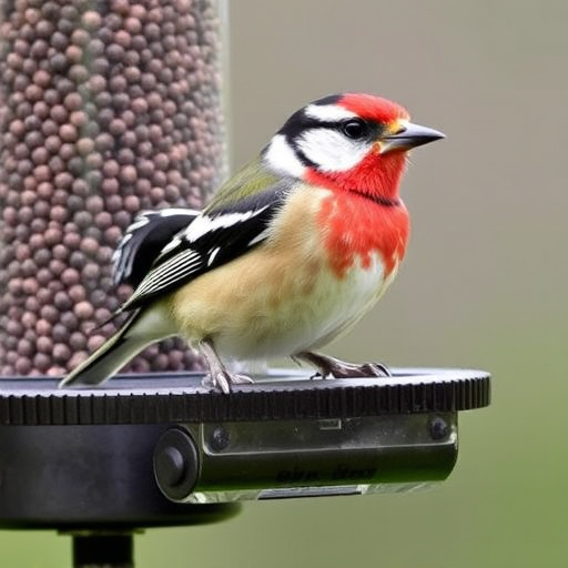 Green metal feeder holding multiple fat balls