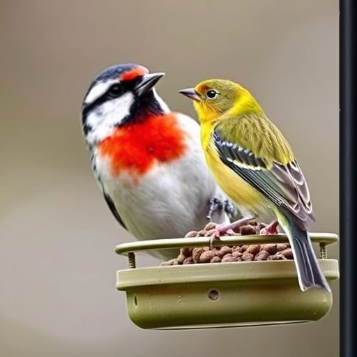 Green metal feeder holding multiple fat balls