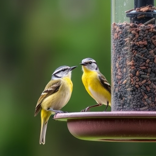 Ground feeder under tree with mixed birds