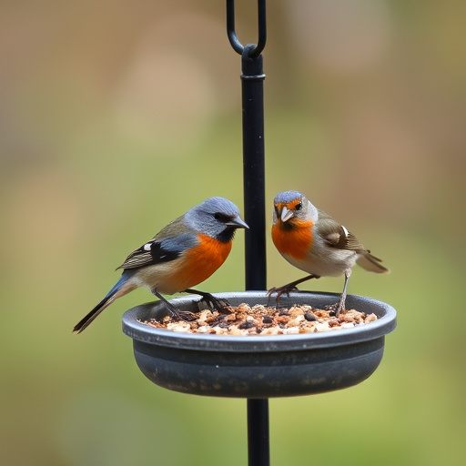 Ground feeder under tree with mixed birds