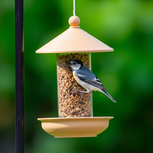 Group of finches feeding on nyjer seed