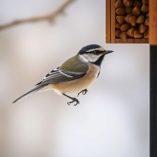 Group of finches feeding on nyjer seed