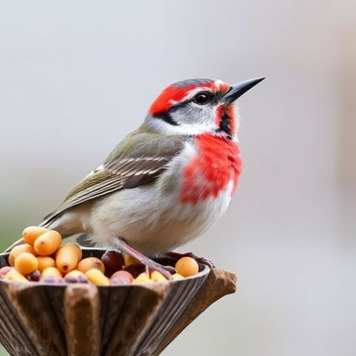 Group of finches feeding on nyjer seed