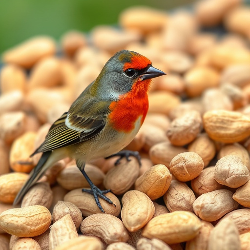 Hand holding fresh peanuts for birds