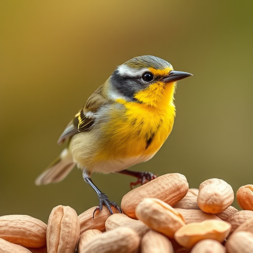 Hand holding fresh peanuts for birds