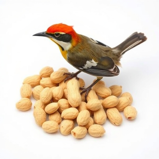 Hand holding fresh peanuts for birds