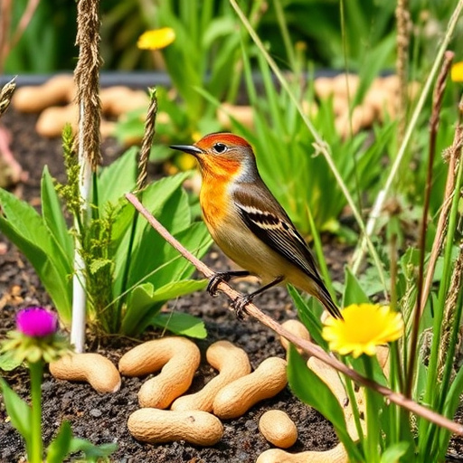Hand holding fresh peanuts for birds