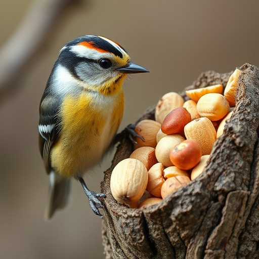 Hand holding fresh peanuts for birds