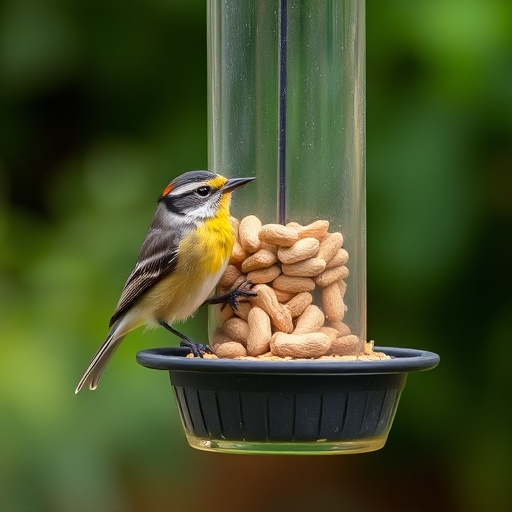 Hand holding fresh peanuts for birds