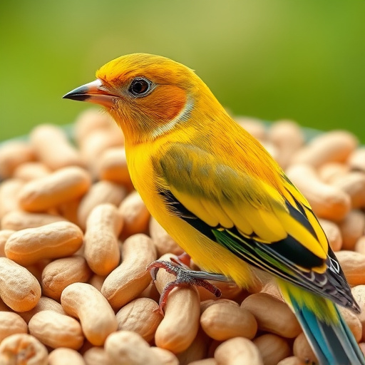 Hand holding fresh peanuts for birds