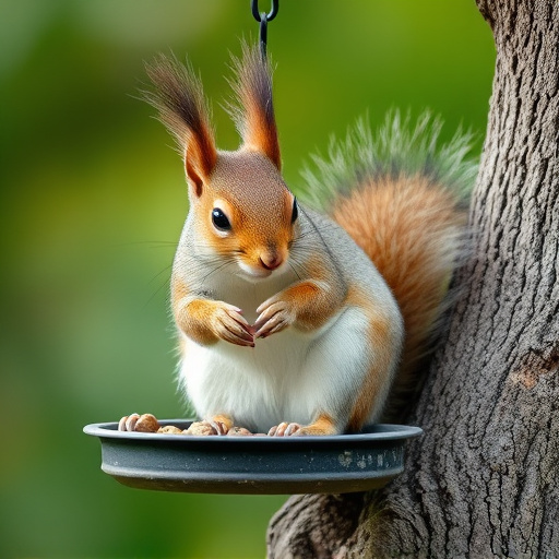 Hand refilling squirrel-proof garden feeder