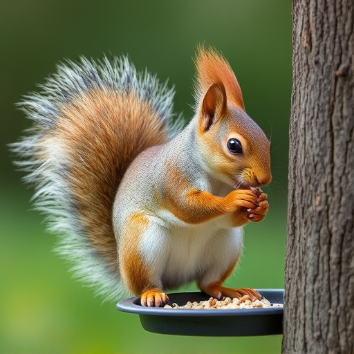 Hanging bird feeder with squirrel guard