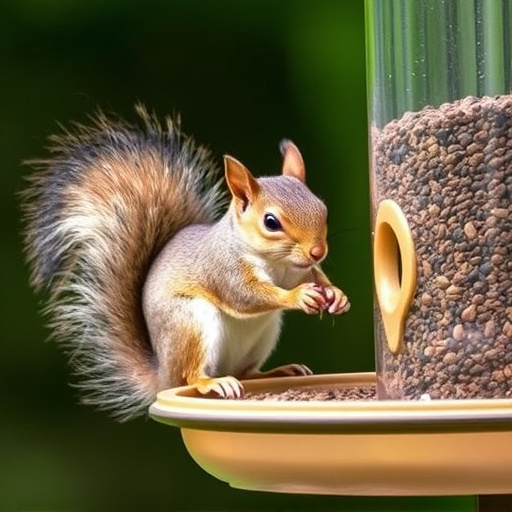 Hanging bird feeder with squirrel guard