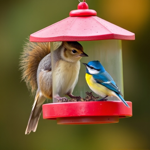 Hanging bird feeder with squirrel guard