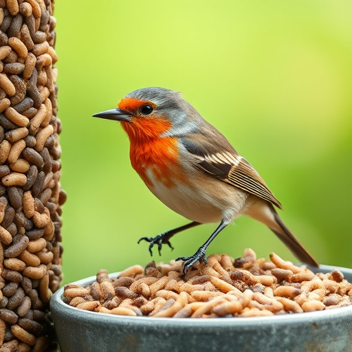 Hanging dish feeder attracting garden wrens