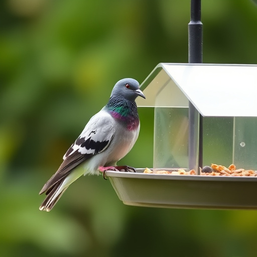 Hanging feeder with pigeon-proof features