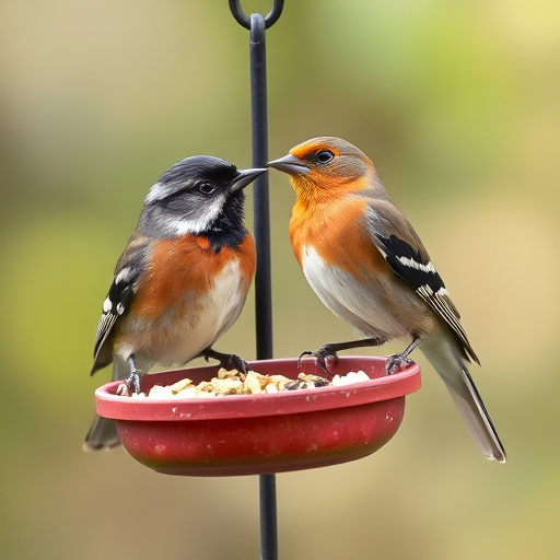 Hanging peanut feeder visited by great tit