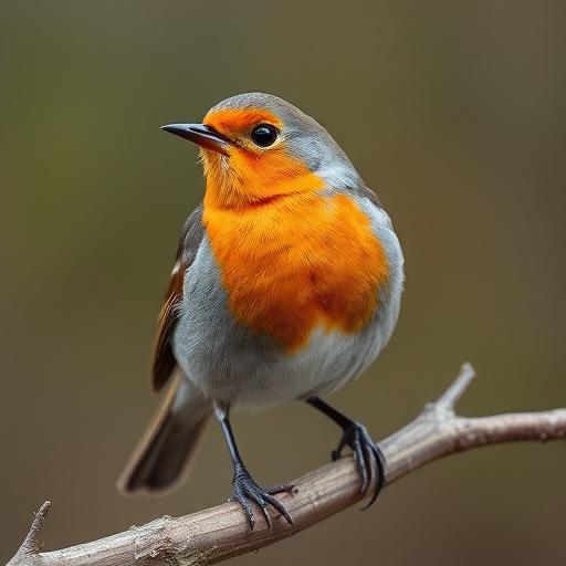 Juvenile robin with speckled chest feathers