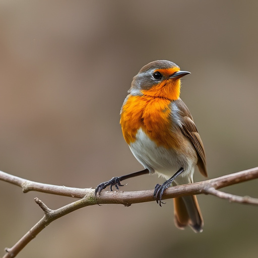 Juvenile robin with speckled chest feathers