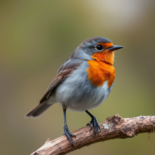 Juvenile robin with speckled chest feathers