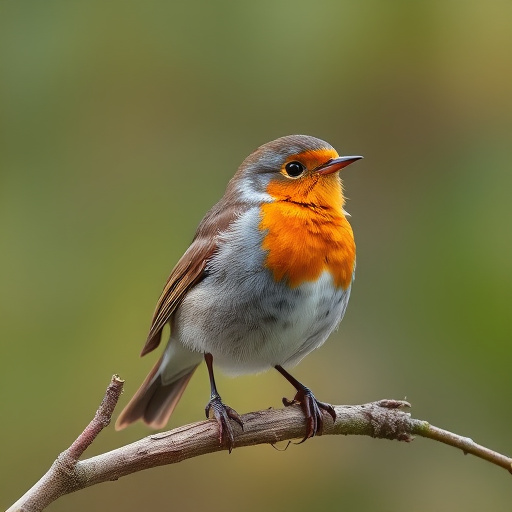 Juvenile robin with speckled chest feathers