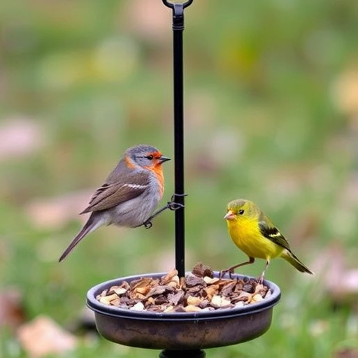 Low platform feeder with scattered seed mix