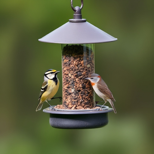 Low platform feeder with scattered seed mix
