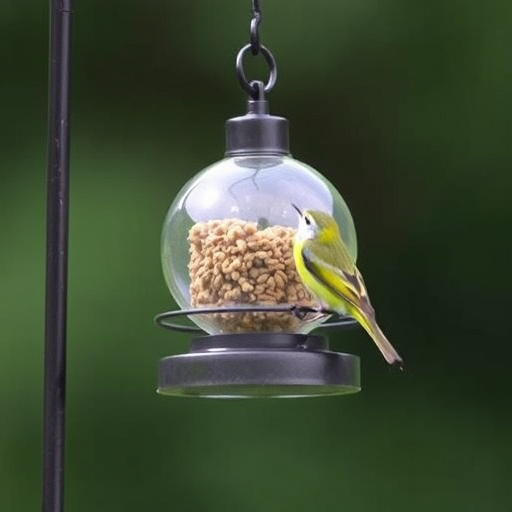 Mesh fat ball feeder with blue tits