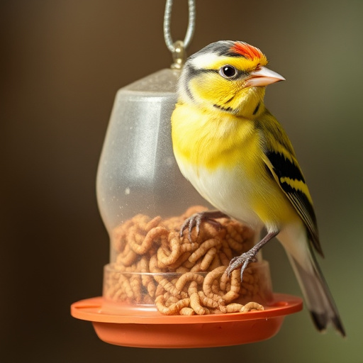 Mesh feeder with wrens and mealworms