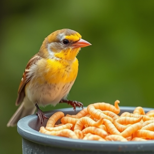 Mesh feeder with wrens and mealworms