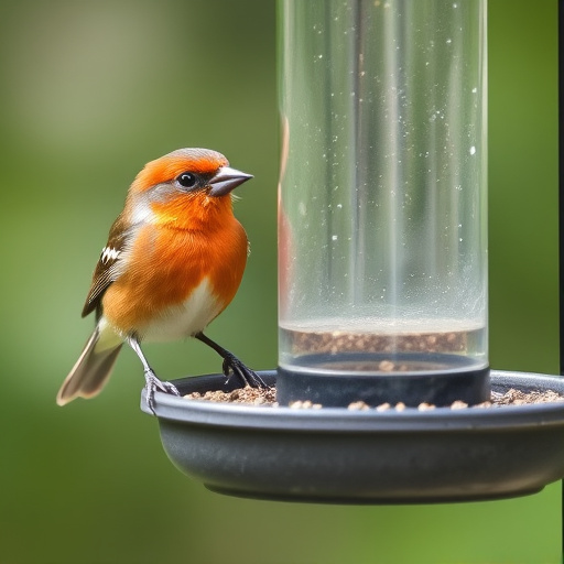 Mess-free tube feeder in garden setting