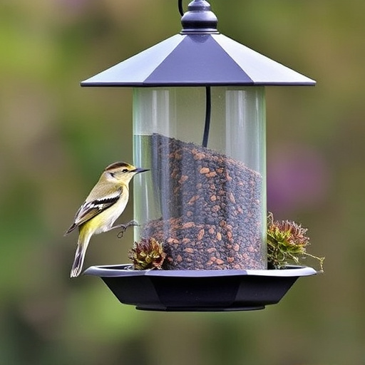 Metal bird feeder pole with hanging trays