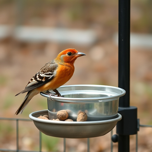 Metal bird feeder pole with hanging trays