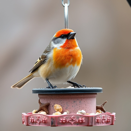 Metal bird feeder resisting harsh weather
