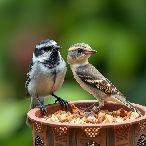 Mixed seeds on a wooden bird table