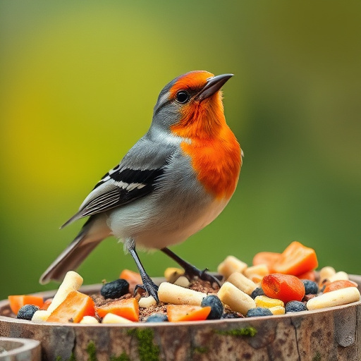 Mixed seeds on a wooden bird table
