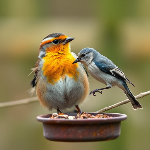 Mixed seeds spilling from garden feeder