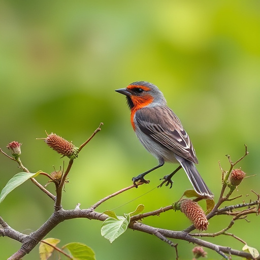 Multi-level bird feeding station in garden