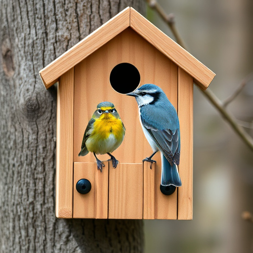Nest box with entrance hole close-up