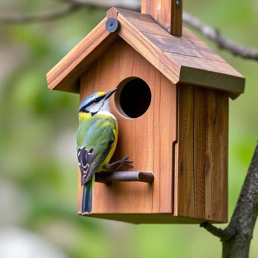 Nest box with entrance hole close-up