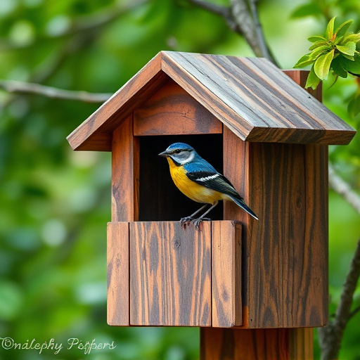 Nest box with entrance hole close-up