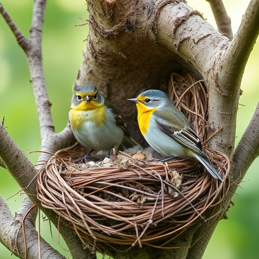 Nesting material scattered on ground