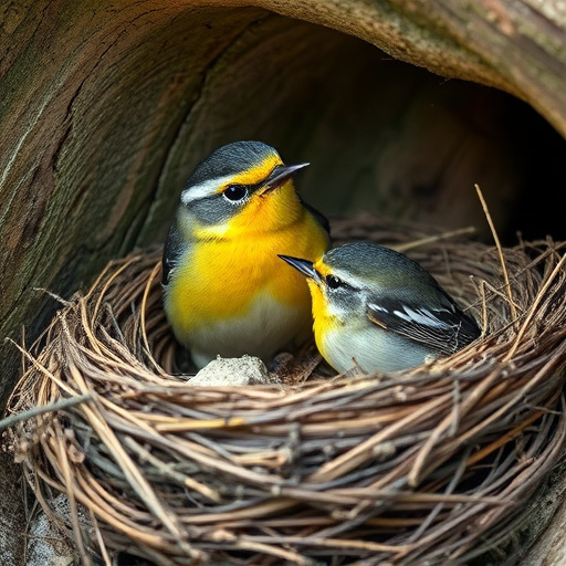 Nesting material scattered on ground