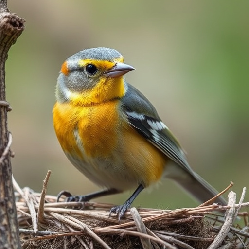 Nesting material scattered on ground